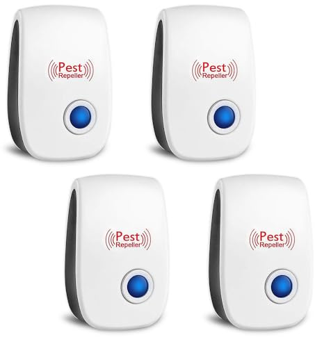 Anti Moustique Ultrason, 4 Pack Repulsif Souris et Rats Ultrason Puissant, Anti-Rongeurs Insectes, Répulsif Électronique Anti Souris, Rats, Fourmis, Araignées, Moustiques, Cafards