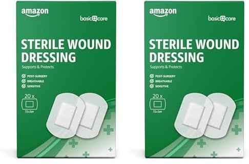 Healthcare By Amazon Medicazione sterile per ferite, 20 cerotti (Confezione da 2) (Precedentemente un marchio Amazon Basic Care, stesso prodotto)
