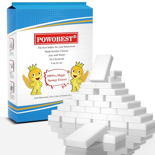 100Pcs Spugna Magica, Gomma Magica in Spugna di Melamina Bianco, Magic Sponge per Muro, Cucina, Scarpe, il Bagno, la Parete, Eliminazione Macchie Ostinate Senza Prodotti Chimici