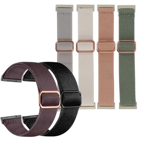 Hawpasy 6 Pezzi Cinturino in Nylon Regolabile Elastico per Orologio Intelligente, Cinturini Colorati Donna Uomo, Accessorio Sportivo di Ricambio per Smartwatch, Traspiranti e Comodi