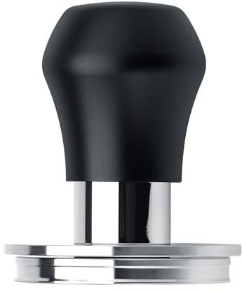Normcore 58 mm Kaffeestampfer V4.1 Mini, federbelastetes Modell mit Klick-Feedback, kompatibel mit 58 mm Espressomaschinen-Siebträger, eloxierter Aluminiumgriff und Silikonständer, Schwarz