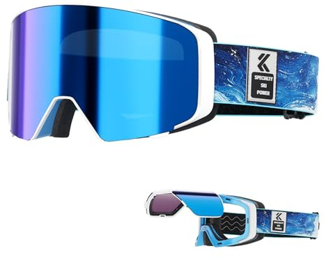 KAPVOE Maschera Sci Lente a Flip-Up Magnetica Antinebbia UV400 Unisex per Uomo Donna Giovani Compatibile con Casco Ideal per Sci Snowboard e Pattinaggio su Ghiaccio