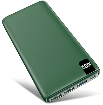 Riapow Batterie Externe 26800mAh, Power Bank 22,5W USB C Charge Rapide Chargeur Portable avec Affichage LED Chargeur de Téléphone 4 Sorties USB pour iPhone, Tablette et Plus (Vert)