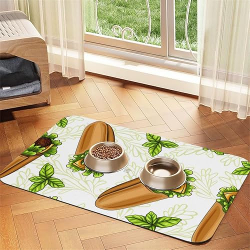 Burrito vegetariano,Tappetino per l'alimentazione degli animali domestici, tovagliette in pelle PU per gatti e cani,30x45cm