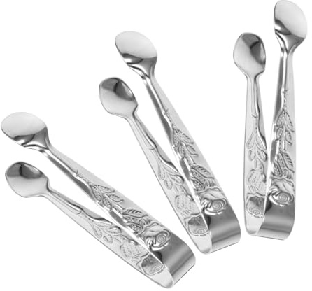 LAPYAPPE 3pièces Pinces à Glaçons Acier Résistant Pinces Cuisine Robustes Pour Sucre Biscuits Et Glaçons Design Rose Argenté Usage Buffet Et Bar