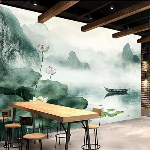 Fotomurales Autoadhesivo 250x175cm Pintura De Paisaje En Tinta - No Tejido - ExtraíBle Para Despegar Y Pegar - Paisajes Naturales 3d Tv Fondo Pared Dormitorio Murales Papel Tapiz Moderno