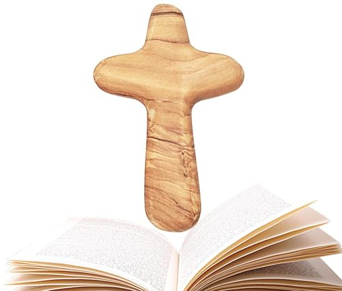 Cruz de oración – Madera de olivo 10 x 6 x 1 cm | Recuerdo religioso hecho a mano con, meditación, culto, símbolo cristiano | Iglesia, hogar, regalo