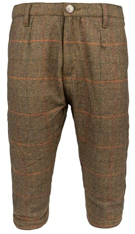 JACK PYKE Pantalones de tiro de tweed para hombre, mezcla de lana, totalmente forrados, color marrón, con puños y bolsillos ajustables para caza al aire libre y tiro en arcilla, Tweed marrón, 50