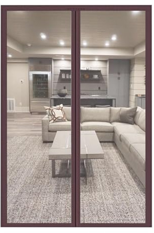 TJDWPRRD Cortina de Puerta Magnética con Aislamiento Térmico,Puerta Mosquitera Transparente para Cocina Dormitorio Panel de Lona para Pérgola de Patio Cubierta de Puerta Casa,A,1.2x2.1m