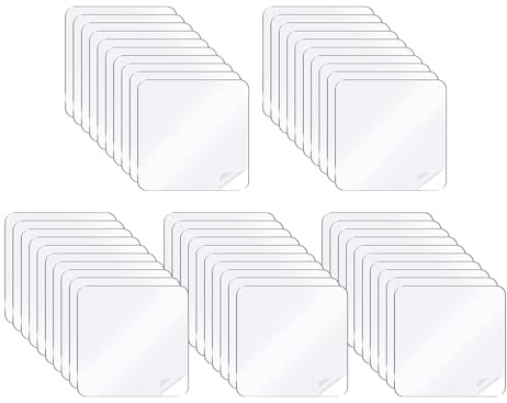 SYEYCW 50 Piezas Almohadillas Adhesivas Transparentes de Doble Cara, 6cm x 6cm Multifuncional Cinta Adhesiva Cuadrados, Cinta Extraíble, para Alfombras, Hogar, Oficina