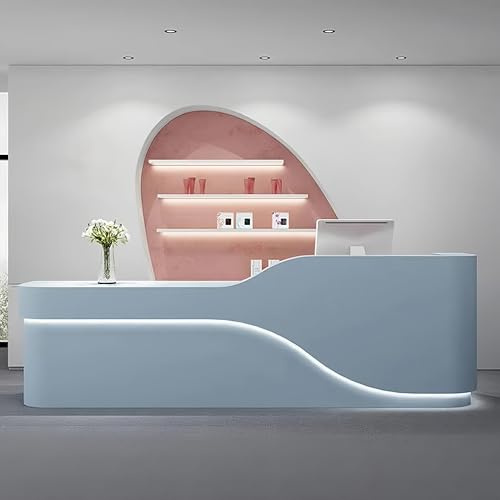 Receptionsräknare, 112 tums låda med anpassad logotyp för klädaffär, skönhetssalong, kontor, butik, boxdisk för detaljhandel. Levereras