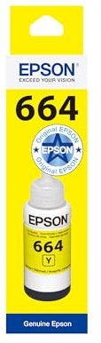 Epson T6644 Original Tinte (Ink bottle 70ml, hohe Reichweite, niedrige Seitenkosten, geeinget für nachfüllbare EcoTank Drucker, Nachfülltinte, Tintenflasche) gelb