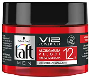 Taft V12 Styling Gel 250ml, Gel per capelli con tecnologia speed hold, con formula vegana, gel ad asciugatura veloce delicato su capelli e cuoio capelluto
