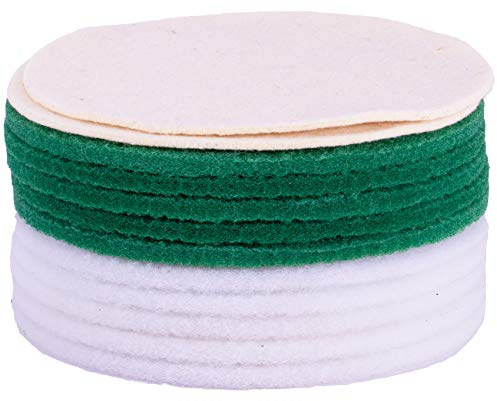 HPS® 12 Polierscheiben, 5 x grün, 5 x weiß und 2 x Schafwolle, Ø 30 cm zum Pflegen, erneutes Einölen, Herstellen | Zum Pflegen, Erneutes Einölen, Öl Neuaufbau, Reinigen