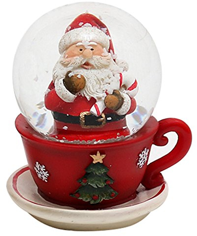 Dekohelden24 Schneekugel, Weihnachtsmann in Tasse, Maße H/B/Ø Kugel: ca. 7 x 6 cm/Ø 4,5 cm.