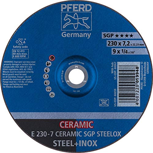10 x PFERD Schruppscheibe E 230-7 CERAMIC SGP STEELOX| Art.: 62218300