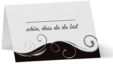 Partycards Tischkarten Geburtstag, Tischkarten Hochzeit, Tischdeko Hochzeit, Hochzeitsdeko Tisch - 50 Stück, Namensschilder, DIN A7, Platzkarten Kommunion, Namenskarten Konfirmation, Taufe
