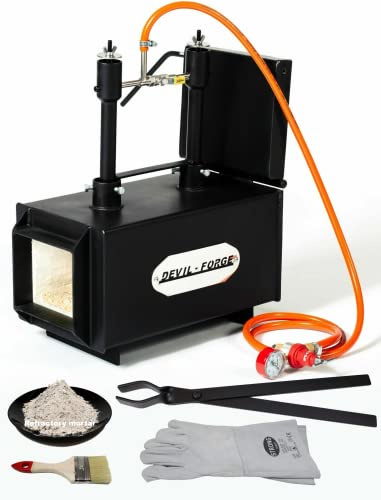DEVIL-FORGE Gas Propane Forge DFPROF2+1D/2”, 2 Burners DFP (160.000 BTU) use 1 or 2, Gas Ball Valve, Air Choke, 1 Door, Knife Making, Blacksmith, Farrier, 2500°F / 1370°C Double insulation 2”