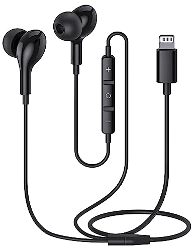 Guguearth Lightning Headphones for iPhone,MFi Certified In-Ear Headphones,Noise Isolating Magnetic Earbuds with Microphone Controller Earphones for iPhone 14/13/12/11 Pro Max X XS XR 8P
