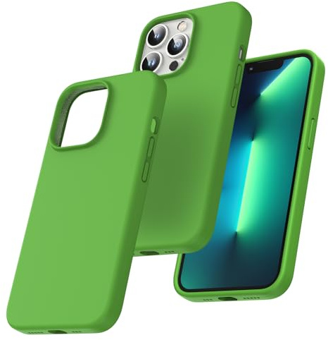 TOCOL 5-in-1 für iPhone 13 Pro Hülle, mit 2 Stück Schutzfolie + 2 Stück Kameraschutz, Flüssig Silikon Handyhülle für iPhone 13 Pro 6,1, Stoßfest rutschfest 360 Grad Schutzhülle - Grün