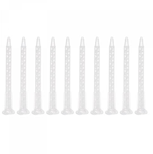 sourcing map 10 Pcs Époxy Tubes Mélangeur statique, 4,17 pouces Plastique Résine Mélange Buse Plat Boucle pour AB Colle Adhésif Pistolet Applicateur 50ml Cartouches, Blanc