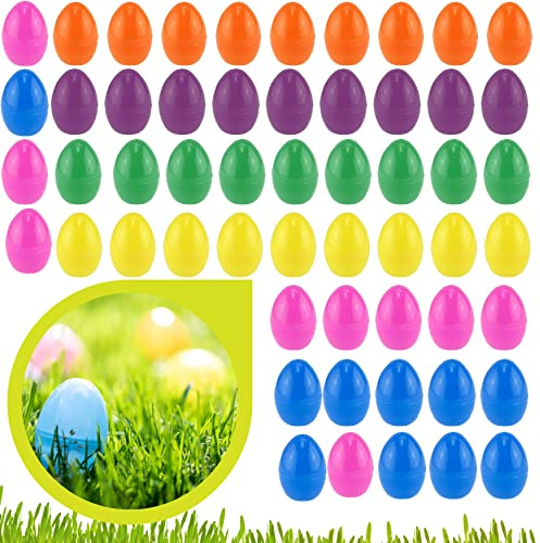 54 huevos de relleno de Pascua, regalos de decoración de Pascua, huevos de Pascua sorpresa, caza de huevos de plástico rellenables a presión, manualidades de Pascua, tamaño: 4,4 cm