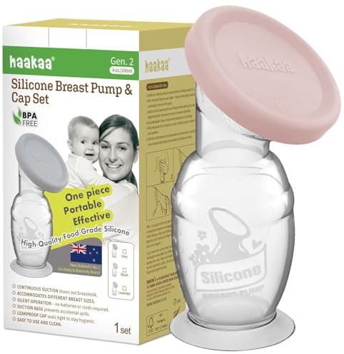Haakaa Manuell bröstpump med bas 4 Fl Oz/100 ml + lock (Blush), Gen.2