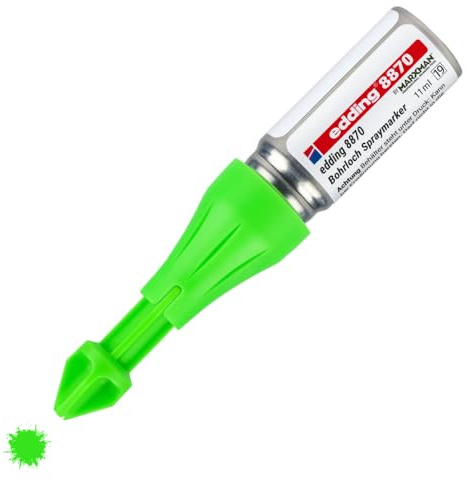 edding 8870 spraymarkör för borrhål av Marxman – 1 markör – neongrön – markering av borrhål – upp till 50 mm djup – fluorescerande kritfärg
