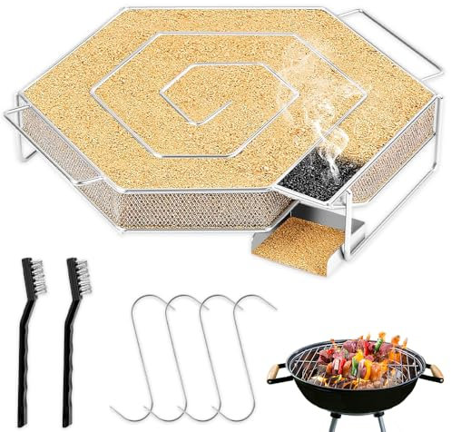 Casenly Kaltrauchgenerator aus Edelstahl, Kaltraucherzeuger mit Henkel, Reinigungsbürste, Kaltrauchgenerator Räucherschnecke, Rauchgenerator Kaltraucherzeuger für Smoker, Räucheröfen, 21x18x5cm