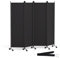 HIDODO 4 Panel Room Divider Folding Privacy Screen, Freestanding Room Partition with Lockable Wheels, Portable Wall Divider for Room Separation, 224 x 178cm, Black