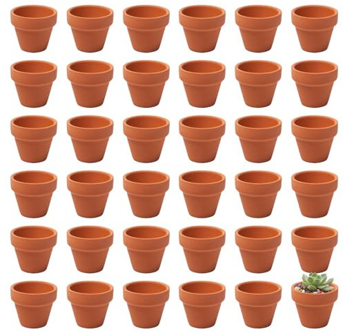 Pilikoll 30 Piezas 4.8x4 cm Mini Macetas para Flores de Terracota Mini Maceta de Barro Macetas Barro con Agujero de Drenaje Pequeñas Macetas de Barro para Plantas Semillas Cactus