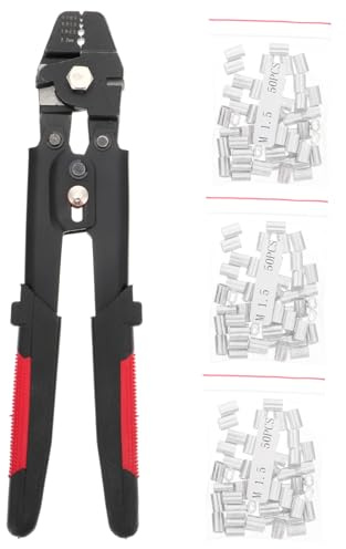 Mipcase Pinza Crimpatrice per Cavi in Acciaio Inox con Manico Antiscivolo Strumento Portatile per Crimpare Trefoli e Connettori Professionale per Pesca e Lavori Elettrici