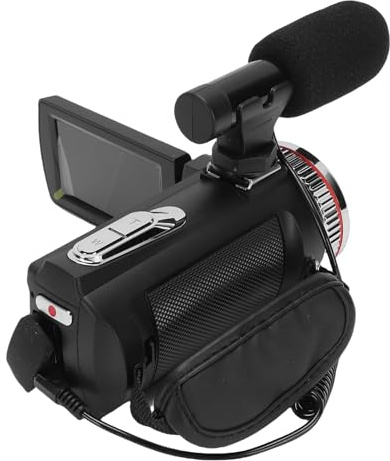 Depisuta Videocamera 6K 64MP, Videocamera Vlog con Doppio Obiettivo Grandangolare 120° e Zoom Digitale 21x con Schermo Girevole da 3 Pollici, Microfono Wireless Esterno, Telecomando