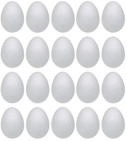 Colcolo Huevos de Pascua en de Espuma para Manualidades, Materiales para Pintar, para Actividades Escolares, Decoraciones DIY, Rellenos para cestas, 20 Piezas de 8 Cm