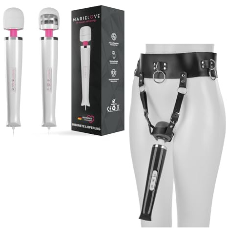 MARIELOVE Magic Wand Massagestab – Netzbetriebener Hochleistungsmassager + BDSM Gürtel zum Fixieren von Magic Wand Vibratoren