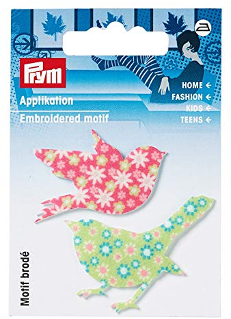 Prym Bird Gemustert Stoff Bügelbild Aufnäher Motive Mischgewebe, Polyester, Pink/Grün, 2-teilig
