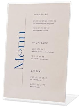 EH Design A4 Acryl Aufsteller 1 Stück – Kristallklarer Tischaufsteller – L-Ständer mit polierten Kanten – Für Gastronomie, Büro, Hochzeit & mehr – Made in DE