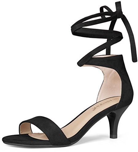 Allegra K Kitten Heel Lace Up sandaler för kvinnor, Svart, 38.5 EU