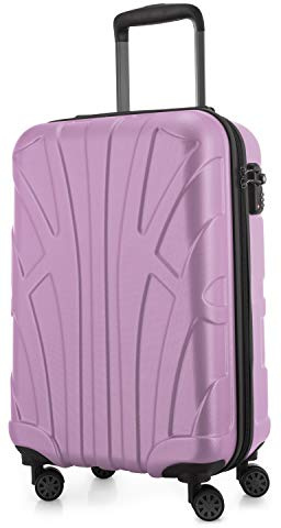 SUITLINE - Valigia per cabina, bagaglio a mano rigido, 4 doppie ruote, TSA, 100% ABS opaco, 55 cm, 34 litri, Flieder