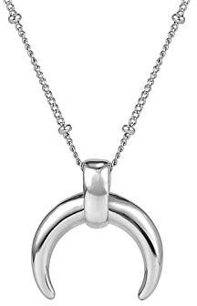 MENDOZZA Damen Hals-Kette Halb-Mond Silber Gold Roségold Edelstahl Sichel Collier 18 Karat Damen-Schmuck (Silber, 50)