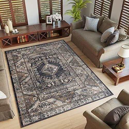TAPISO Dubai Teppich Kurzflor Klassisch Orientalisch Schwarz Beige Geometrisch Ornament Design Modern Wohnzimmer Schlafzimmer ÖKO-TEX 300 x 400 cm