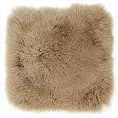 H.O.C.K. Fell-Sitzauflage Sitzkissen rund/eckig flauschig Indoor (eckig 35x35cm, Taupe)