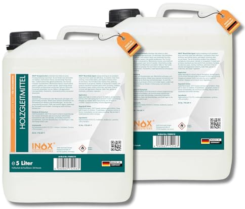 INOX® - Ergiebiges Holzgleitmittel 2 x 5L | Holzgleitmittel für Hobelmaschine, Fräsmaschine & Tischkreissäge | Gleitmittel Holzbearbeitung | silikonfreies Holzgleitmittel