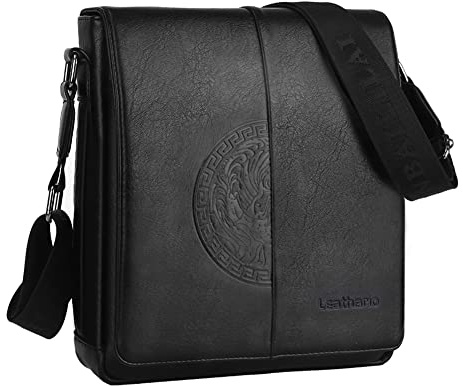 Leathario Borsello a Tracolla in pelle vegana da Uomo, Borsa a Spalla Borselli Casual in Pelle con Grande Capienza per Uso Quotidiano Viaggio Lavoro Shopping Università alla Moda