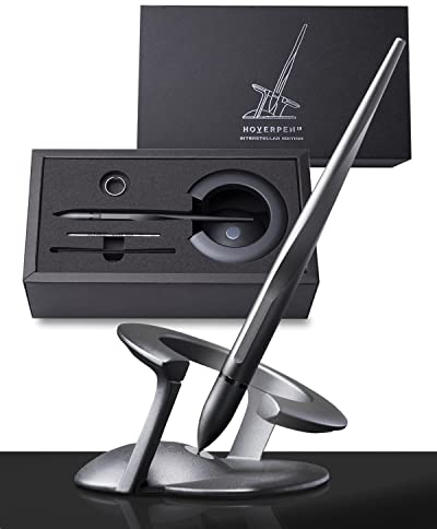 novium Hoverpen Interstellar: Space Black, Hochwertiger Schwebender Kugelschreiber, Geschenk für Männer und Frauen, Nachfüllbar, Luxus Stift