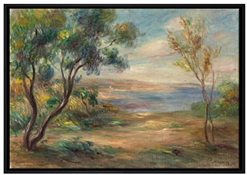 Pixxprint Pierre-Auguste Renoir - Bords de mer Leinwandbild 80x60 cm im Bilderahmen, Wandbild, Schattenfugenrahmen, Kein Poster