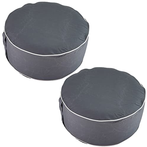 HAC24 2er Set Aufblasbarer Pouf Sitzhocker Outdoor Sitzpouf 54 x 26 cm Sitz Hocker Polyester Sitzsack Grau Sitzkissen Fußhocker