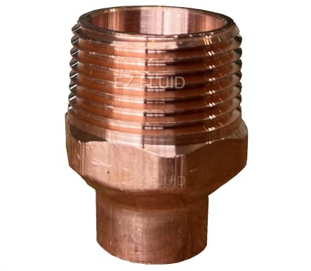 EZ-FLUID Plumbing (1-Pcs) 3/4 Solder x 1 MIP LF Copper Male Adapter,C x MIP Sweat To Male Threaded Male Adapter Reducing Sweat Solder Copper Pipe Fittings