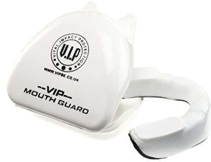 VIP Custos Premium Double Layer Mundschutz Gum Shield With Case Boxing MMA Rugby Muay Thai, Hockey, Judo, Karate Martial Arts Contact Sports, Weiß