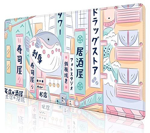 SXCKANG Cute Japanese Street Desk Mat XL, Pink Tokyo Street Mousepad Kawaii, Extra Large Gaming Mouse Pad, XXL Anime Aesthetics Scenery Deskmat, Full Desk Mouse Pad- 31.5 x 15.7 Inch
